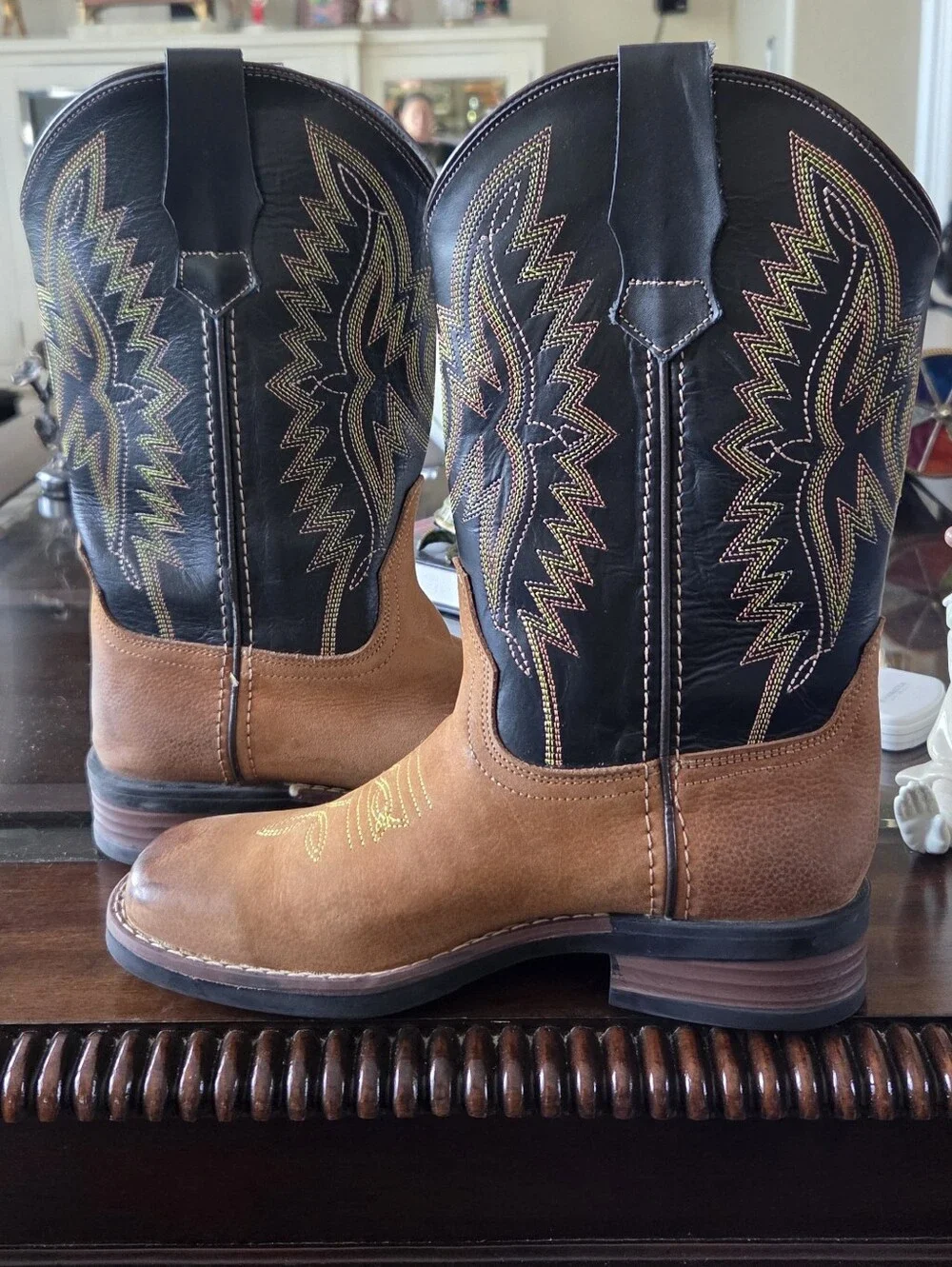 J.B. Dillon Two-Tone Brown and Black Kids Western Boots